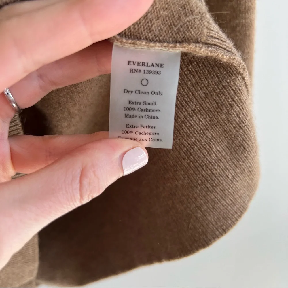 EVERLANE 100% Cashmere Brown Relaxed Fold Over Turtleneck Sweater Size XS